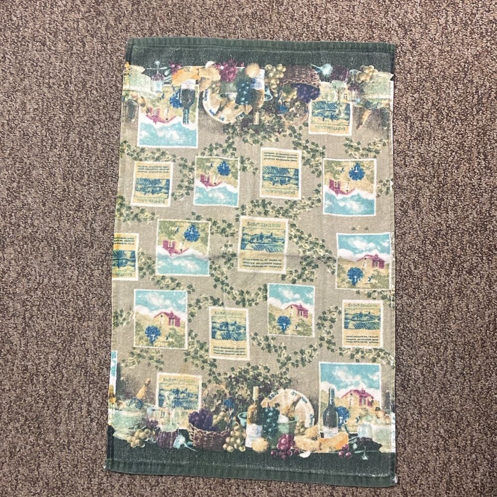 Vintage Bath Towel Farmhouse Print Rug No Tag